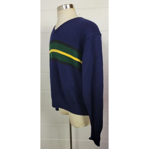Polo Ralph Lauren Mens‎ V Neck Blue Cotton Stripe Sweater XXL - Picture 3 of 5
